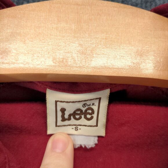 Lee Mens Button-Up Shirt Red Small Long Sleeve Chest Pocket Vented Curved Hem - Picture 9 of 12